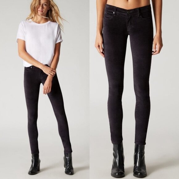 Nwt Revolve BlankNYC Moonglow Velvet Skinn Jeans Black Size 24 Velour Minimalist - Picture 1 of 11